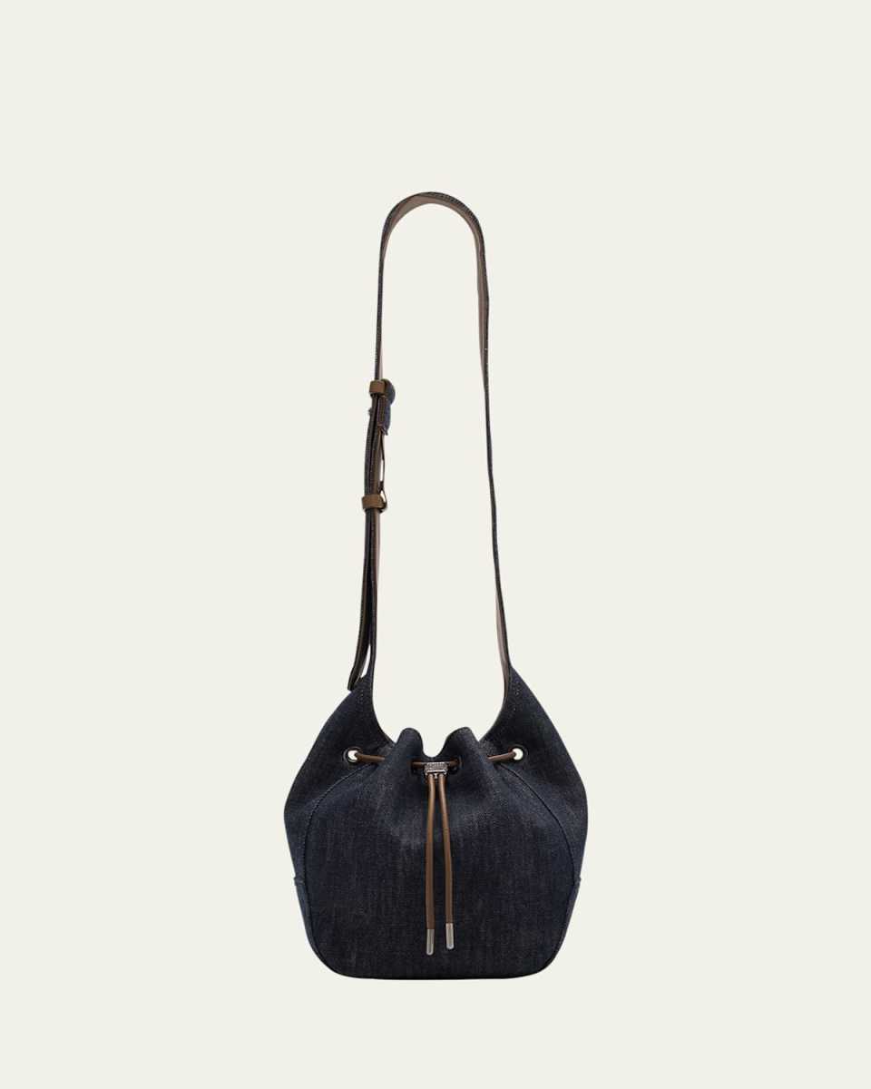 Duo Mini Denim Drawstring Bucket Bag